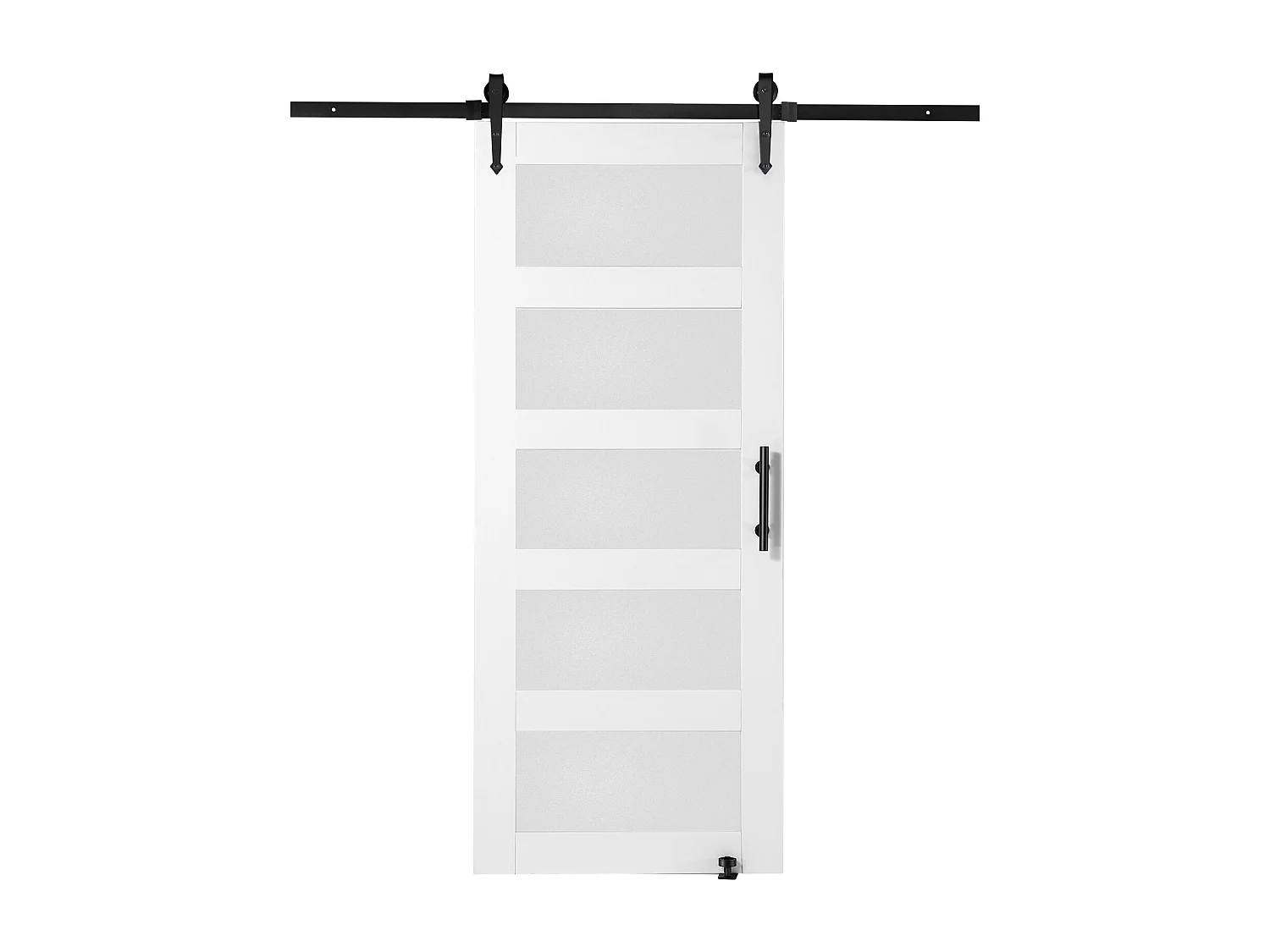 Kit de Porte de Grange Coulissante SucceBuy, 81 x 213 cm, Porte Coulissante en Bois et Verre, Épicéa, Guide au sol 8 en 1, Fonctionnement Fluide et Silencieux