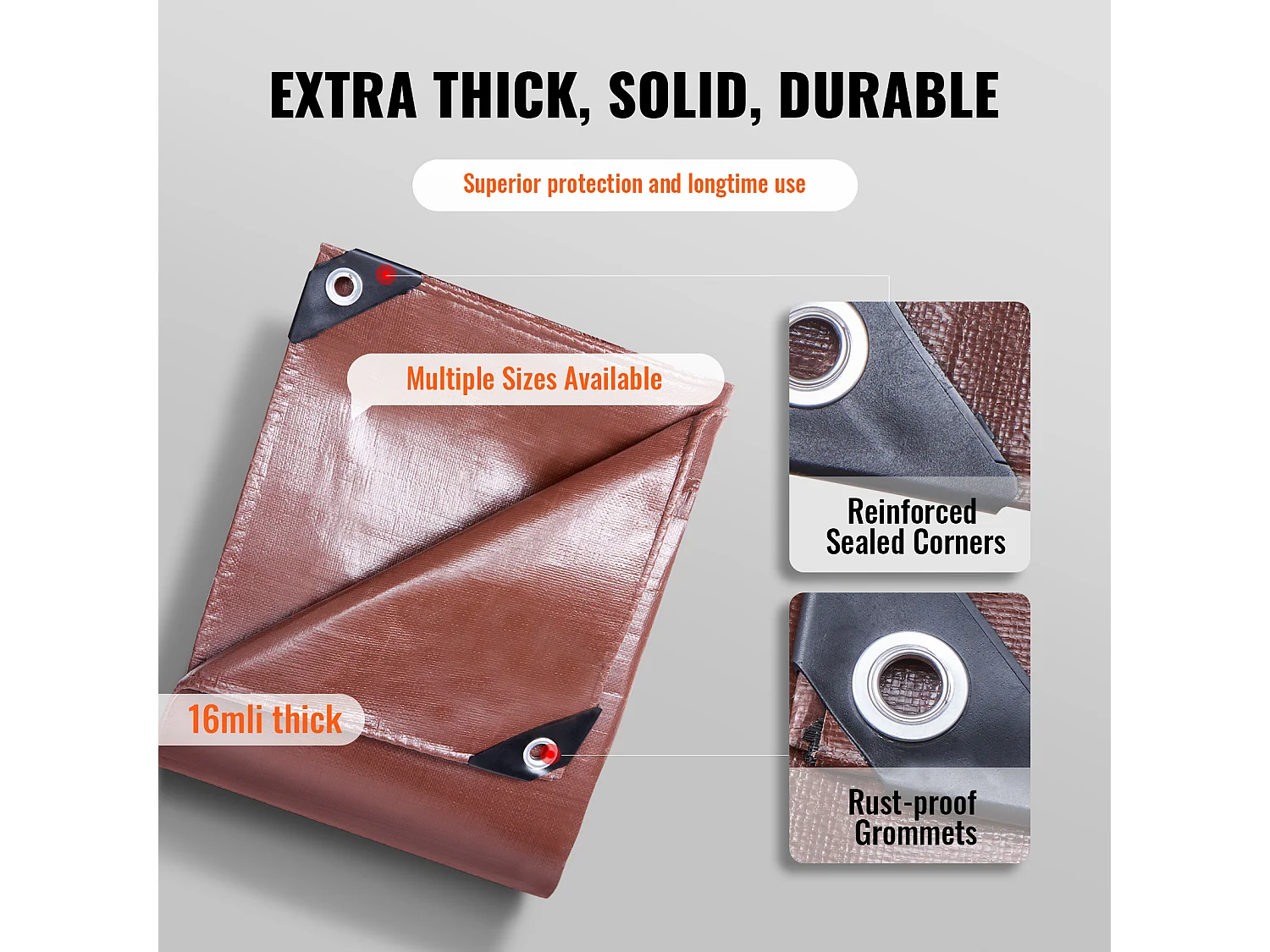 Wasserdichter Plane SucceBuy , 610 x 1219 cm, 0,04 cm Polyethylen, zerreif- und UV-beständig