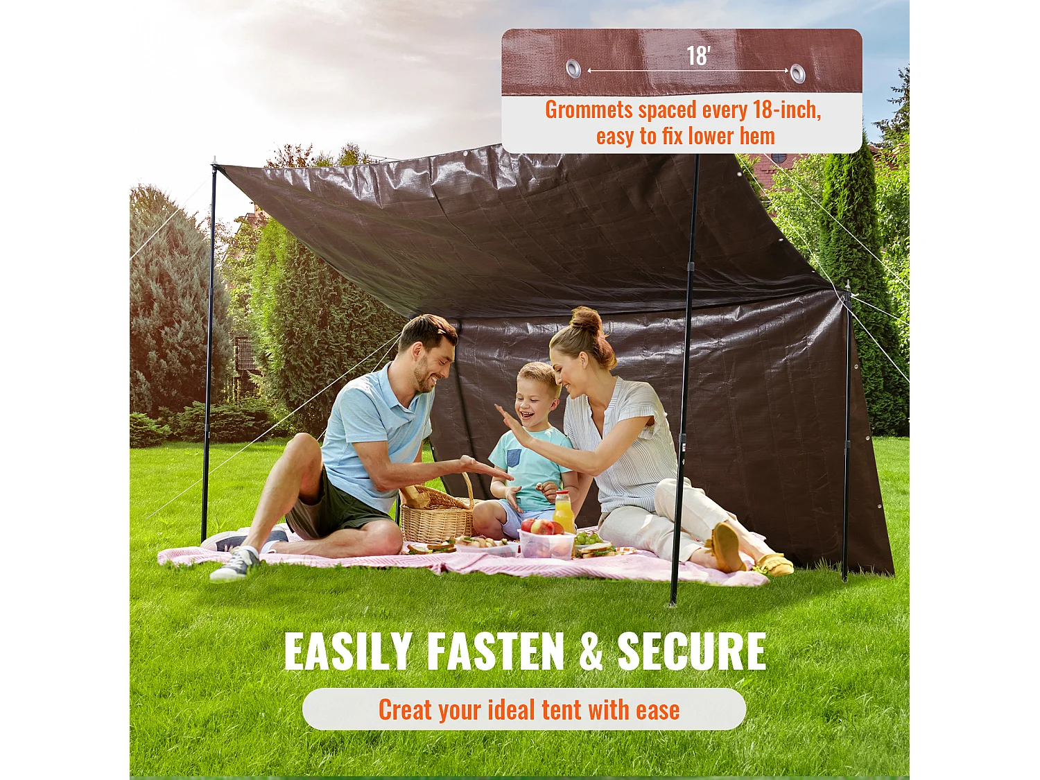 Wasserdichter Plane SucceBuy , 610 x 1219 cm, 0,04 cm Polyethylen, zerreif- und UV-beständig