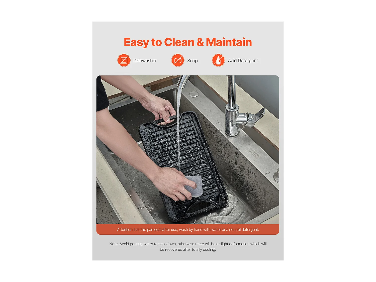 Plaque de Gril, SucceBuy Plaque de Cuisson Réversible en Fonte, Pré-Assaisonnée, 185 × 342 mm