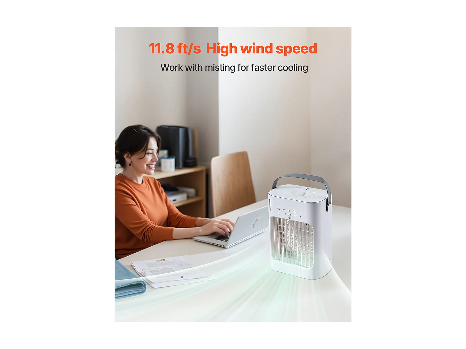 Enfriador de Aire Portátil, SucceBuy 4 en 1 Acondicionador de Aire Portátil con Tanque de Agua de 700 mL