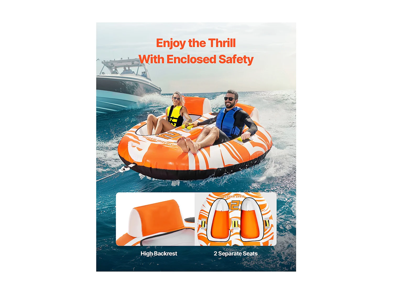 Gommoni Trainabili, SucceBuy Gommoni Trainabili per la Nautica, Gommoni Trainabili Gonfiabili per 2 Persone con 2 Cabine di Pilotaggio