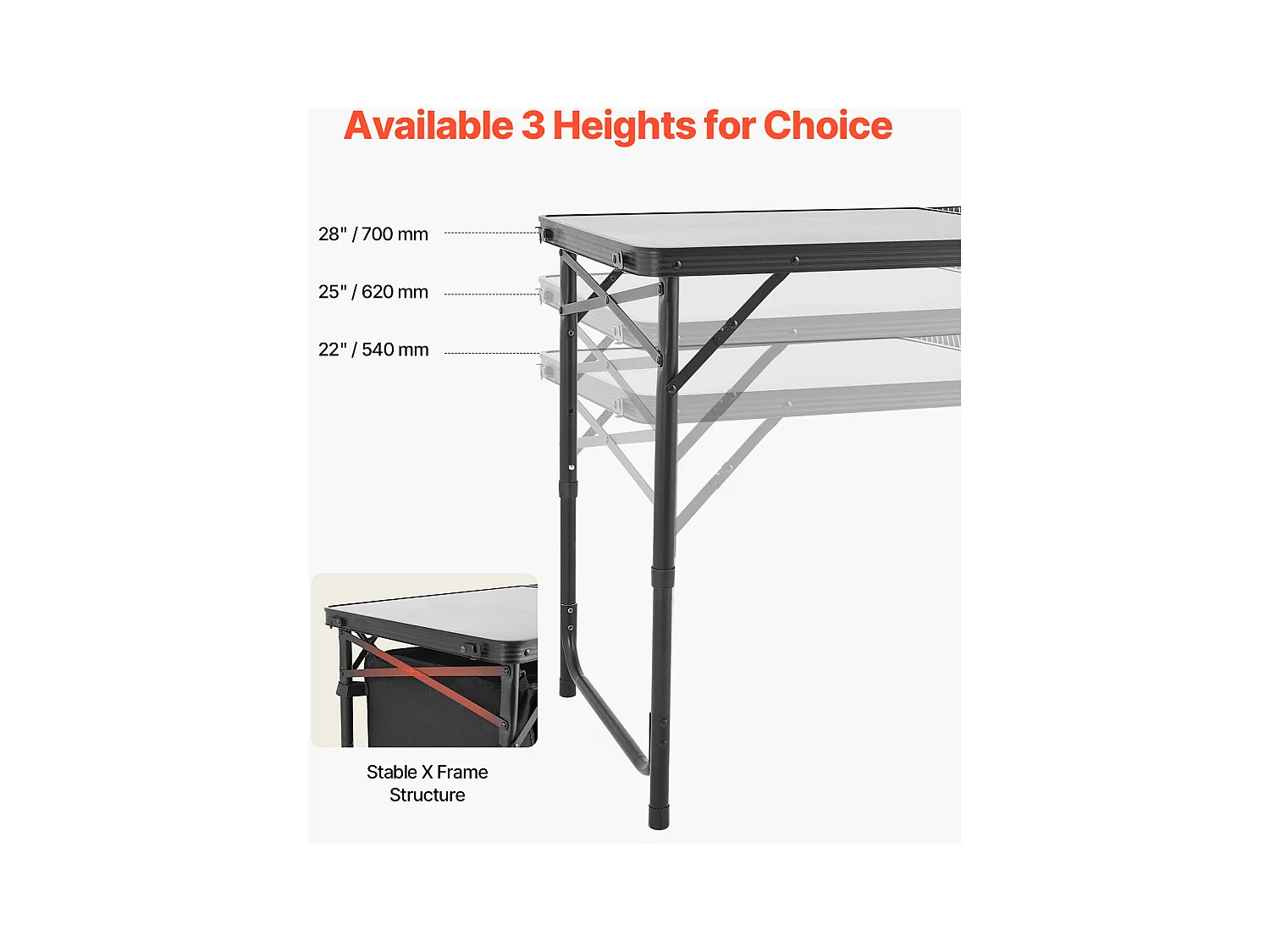 SucceBuy Table de Cuisine de Camping, Cuisine de Camping, Station de Cuisson Portable Pliable avec Rangement