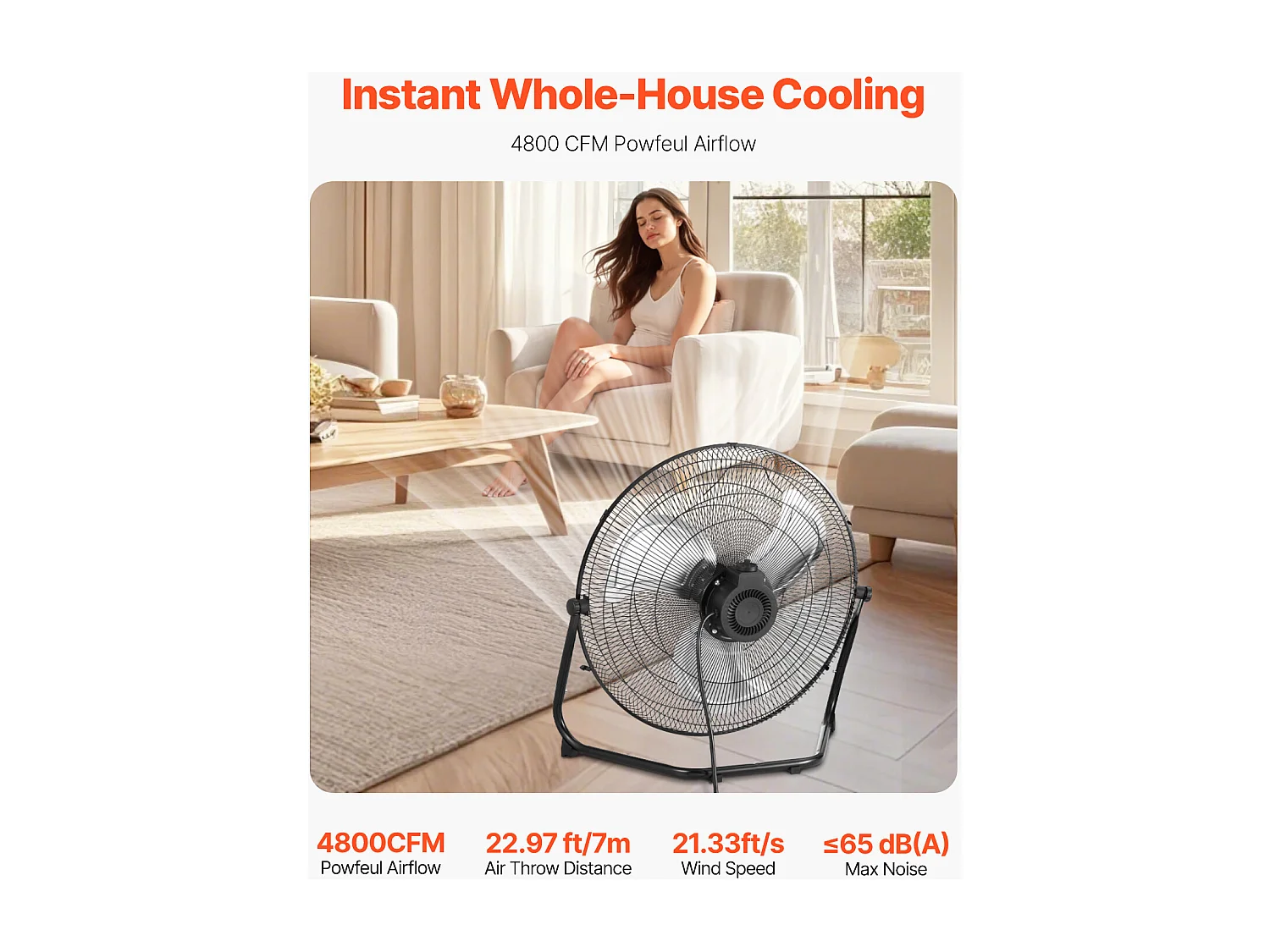 Ventilateur SucceBuy Lot de 2 Ventilateurs de Sol de 51CM, 3 Vitesses, Haute Vitesse, Inclinaison à 360°