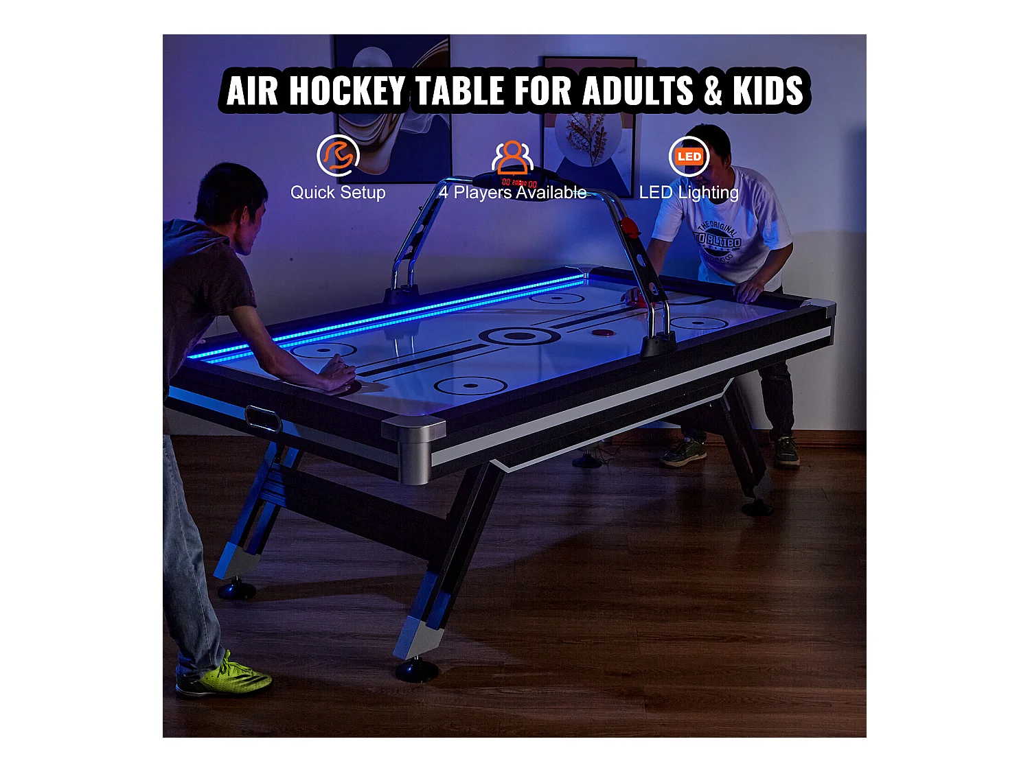 Table de Air Hockey, SucceBuy Table d'Air Hockey avec Score LED, Accessoires Inclus