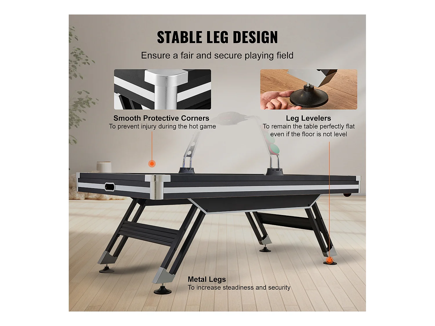 Table de Air Hockey, SucceBuy Table d'Air Hockey avec Score LED, Accessoires Inclus