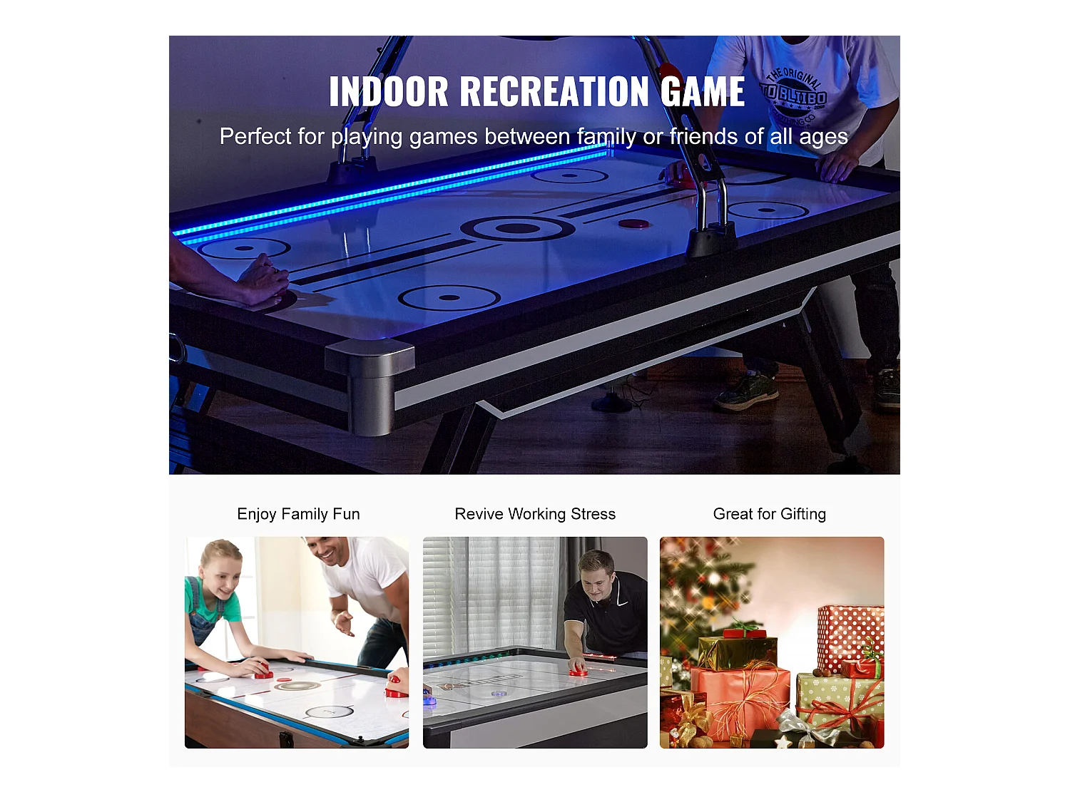 Table de Air Hockey, SucceBuy Table d'Air Hockey avec Score LED, Accessoires Inclus