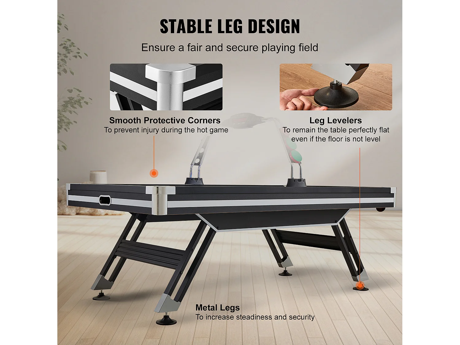 Table de Air Hockey, SucceBuy Table d'Air Hockey avec Score LED, Accessoires Inclus
