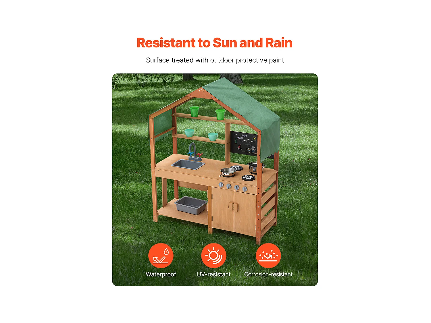 Cuisine pour Enfants, SucceBuy Cuisine en Bois, Jeu d'Extérieur pour Enfants, Cuisine de Jeu d'Imitation