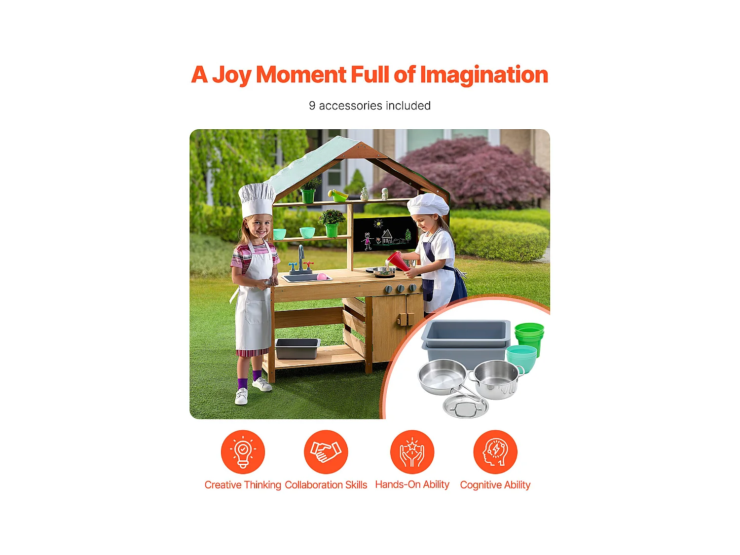 Cuisine pour Enfants, SucceBuy Cuisine en Bois, Jeu d'Extérieur pour Enfants, Cuisine de Jeu d'Imitation