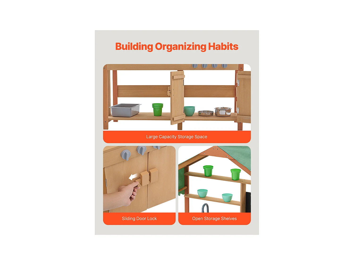 Cuisine pour Enfants, SucceBuy Cuisine en Bois, Jeu d'Extérieur pour Enfants, Cuisine de Jeu d'Imitation