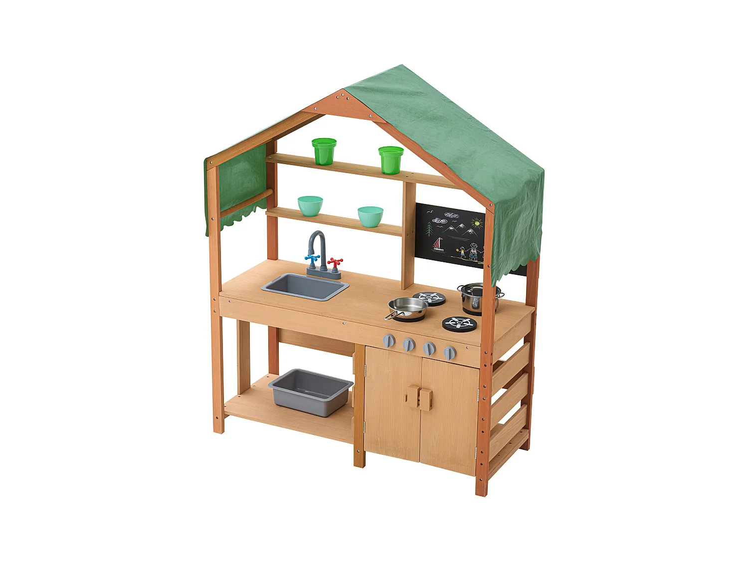 Cuisine pour Enfants, SucceBuy Cuisine en Bois, Jeu d'Extérieur pour Enfants, Cuisine de Jeu d'Imitation