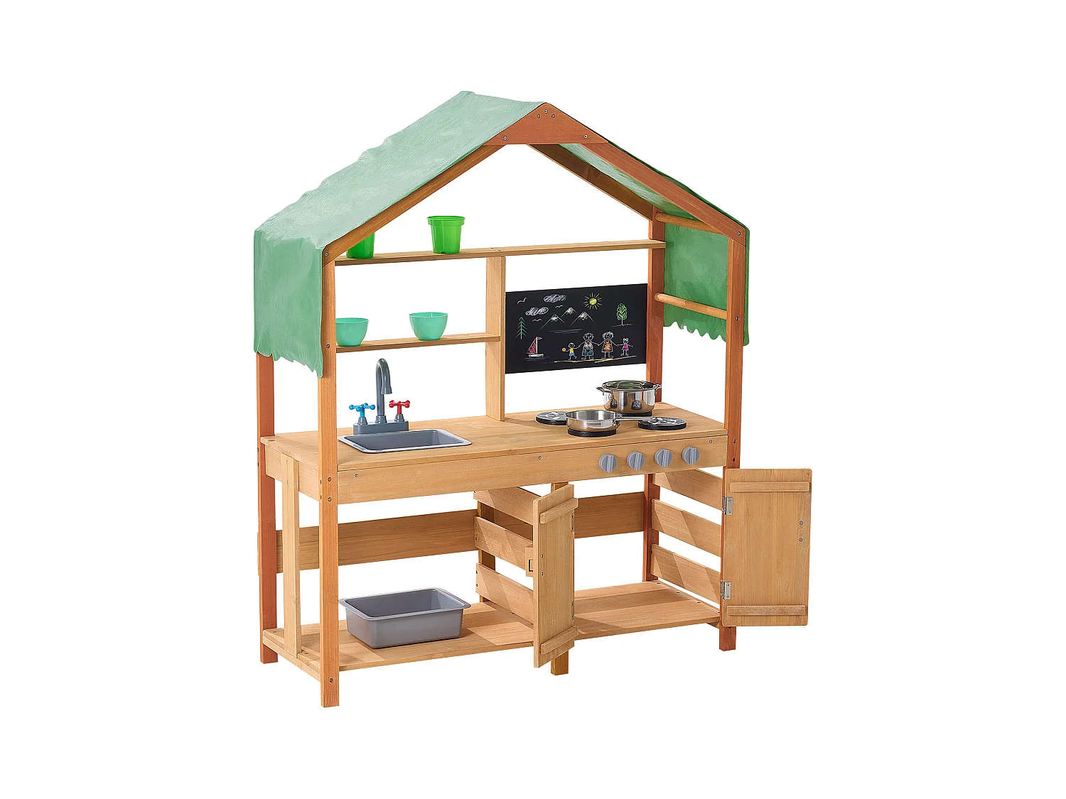 Cuisine pour Enfants, SucceBuy Cuisine en Bois, Jeu d'Extérieur pour Enfants, Cuisine de Jeu d'Imitation