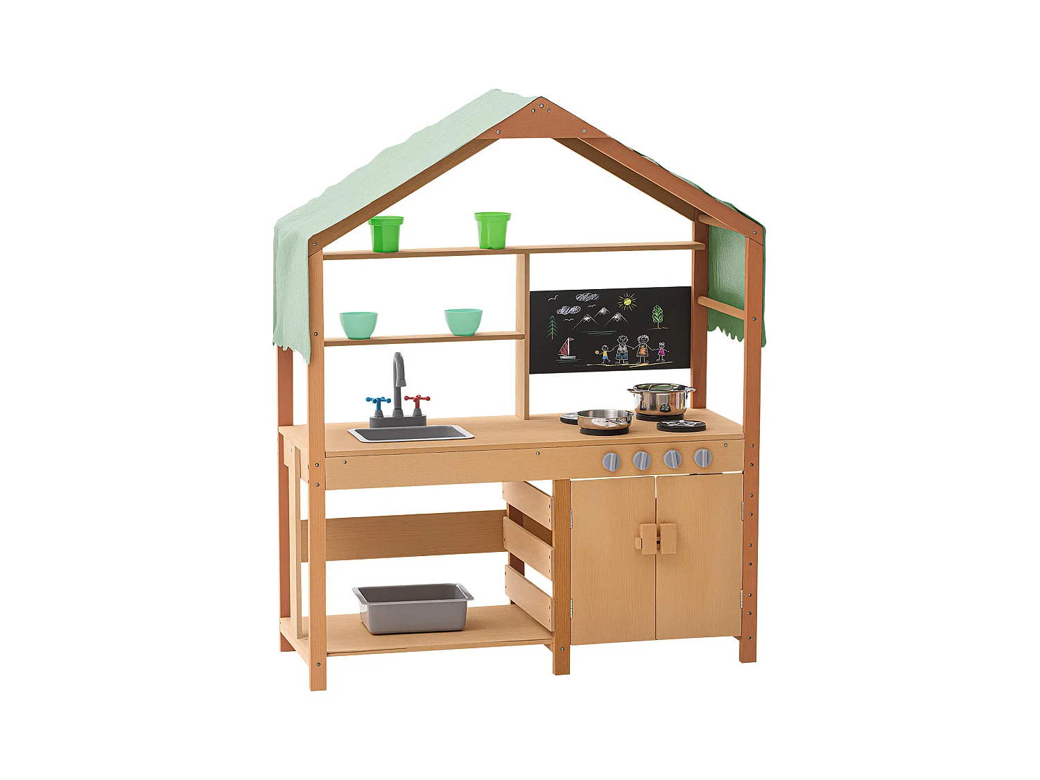 Cuisine pour Enfants, SucceBuy Cuisine en Bois, Jeu d'Extérieur pour Enfants, Cuisine de Jeu d'Imitation