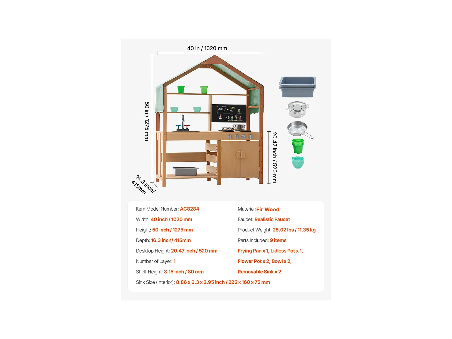 Kinderkeuken, SucceBuy Houten Keuken, Buitenspelen voor Kinderen, Speelkeuken