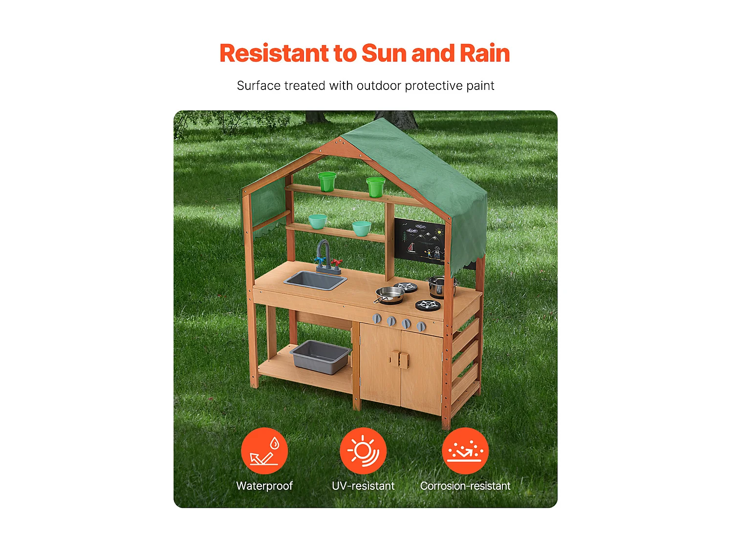 Cuisine pour Enfants, SucceBuy Cuisine en Bois, Jeu d'Extérieur pour Enfants, Cuisine de Jeu d'Imitation