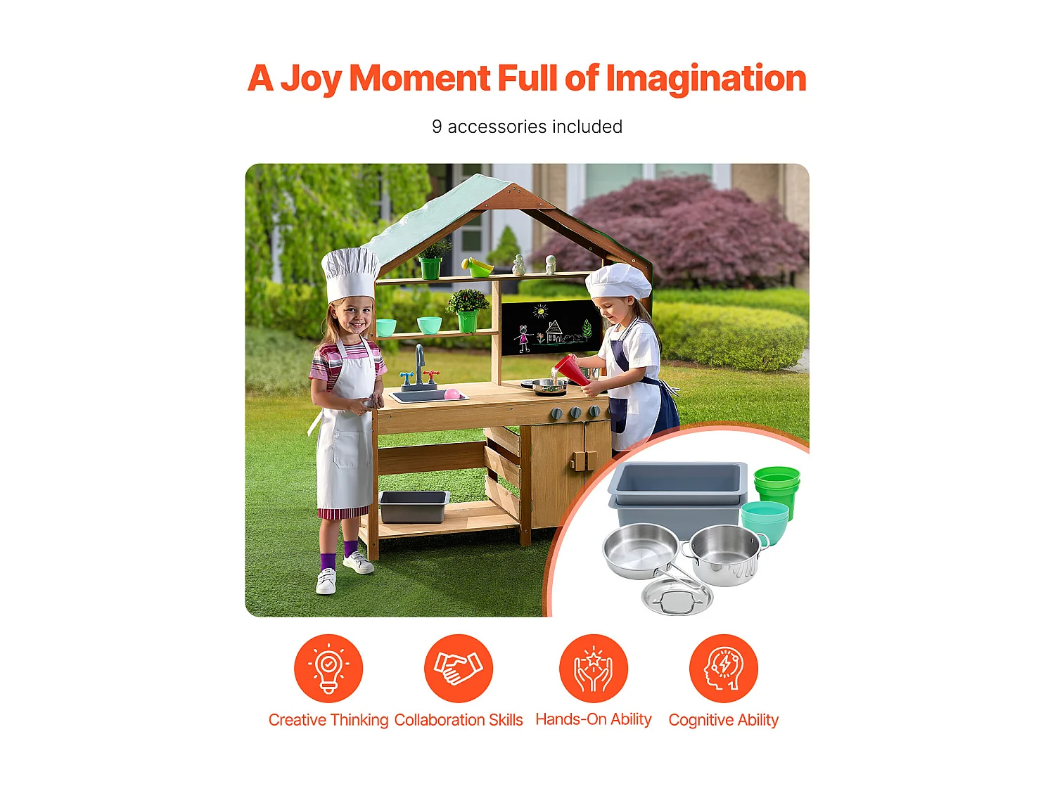 Cuisine pour Enfants, SucceBuy Cuisine en Bois, Jeu d'Extérieur pour Enfants, Cuisine de Jeu d'Imitation