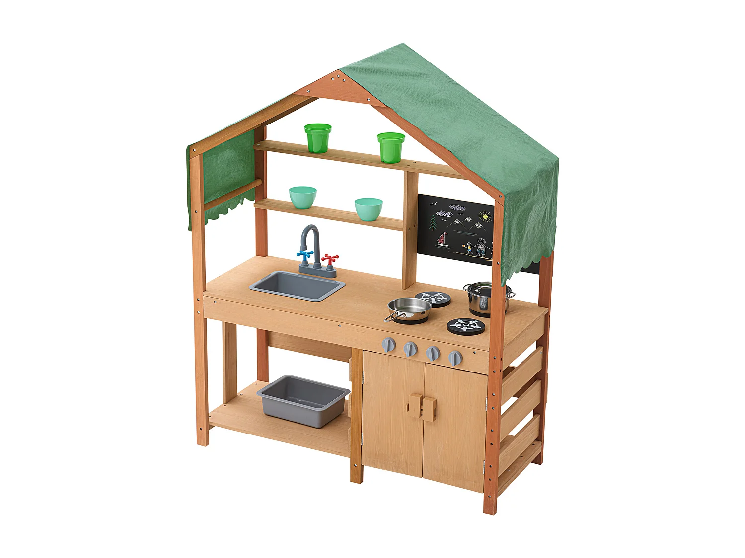 Cuisine pour Enfants, SucceBuy Cuisine en Bois, Jeu d'Extérieur pour Enfants, Cuisine de Jeu d'Imitation