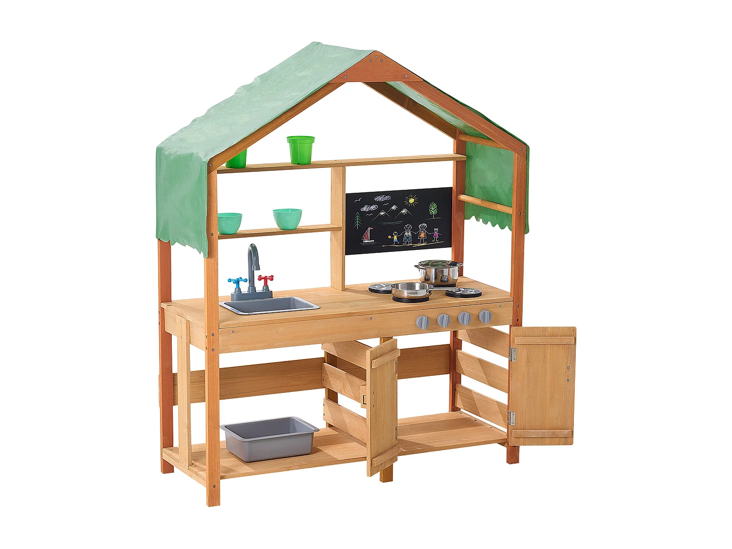 Cuisine pour Enfants, SucceBuy Cuisine en Bois, Jeu d'Extérieur pour Enfants, Cuisine de Jeu d'Imitation