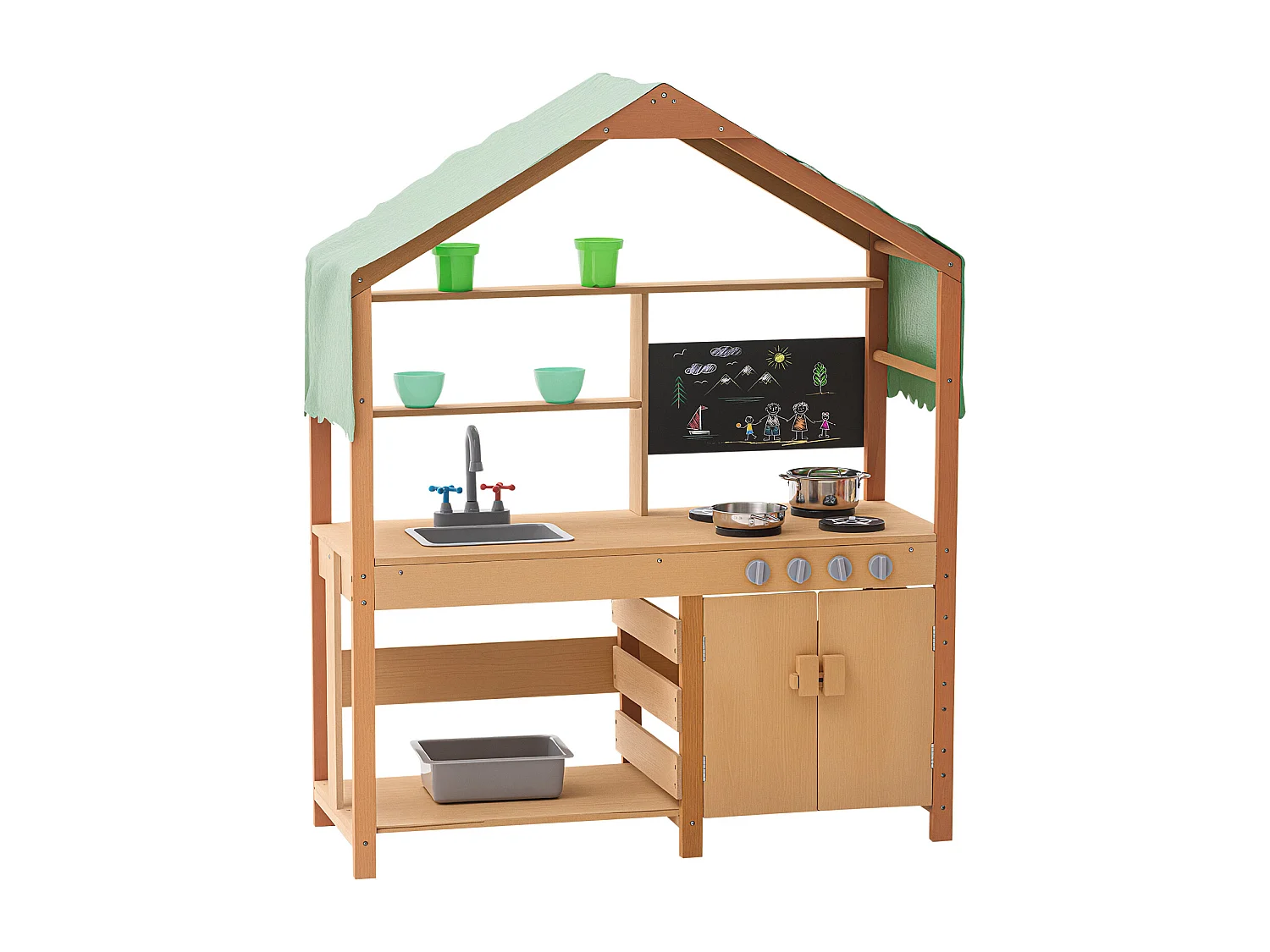 Cuisine pour Enfants, SucceBuy Cuisine en Bois, Jeu d'Extérieur pour Enfants, Cuisine de Jeu d'Imitation