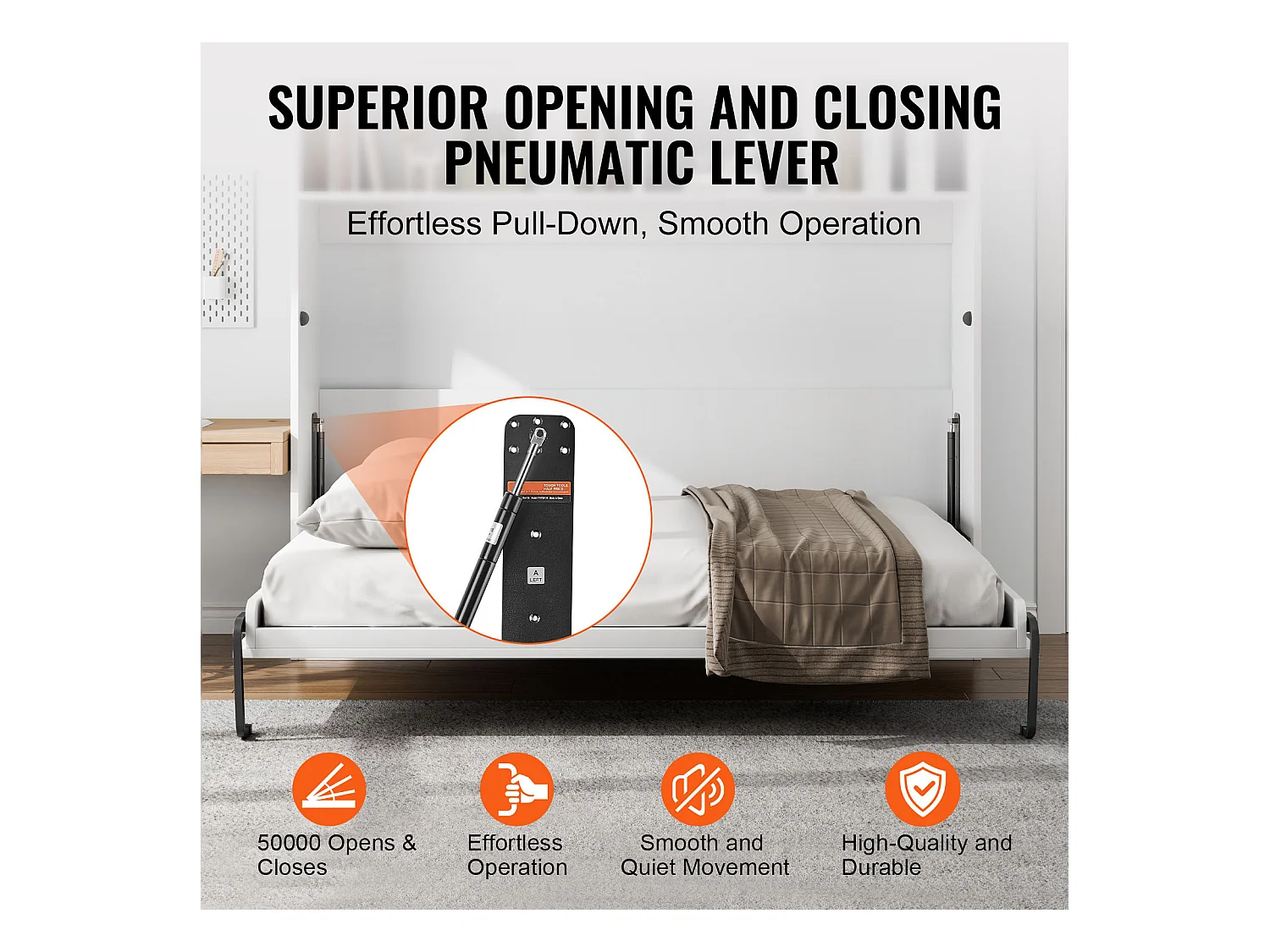 Kit de Lit Escamotable SucceBuy, Queen Size, Matériel de Lit Mural Vertical à Monter Soi-Même, Pliable