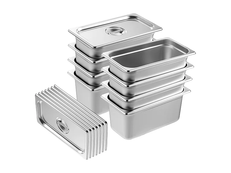 Casseroles D'Hôtel SucceBuy, Lot de 8, Profonde 15 cm, en Acier Inoxydable avec Couvercle