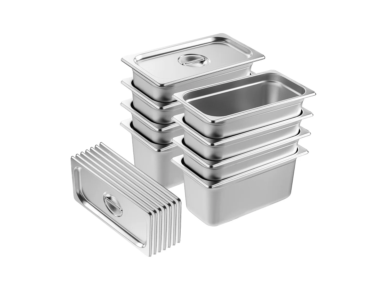Casseroles D'Hôtel SucceBuy, Lot de 8, Profonde 15 cm, en Acier Inoxydable avec Couvercle