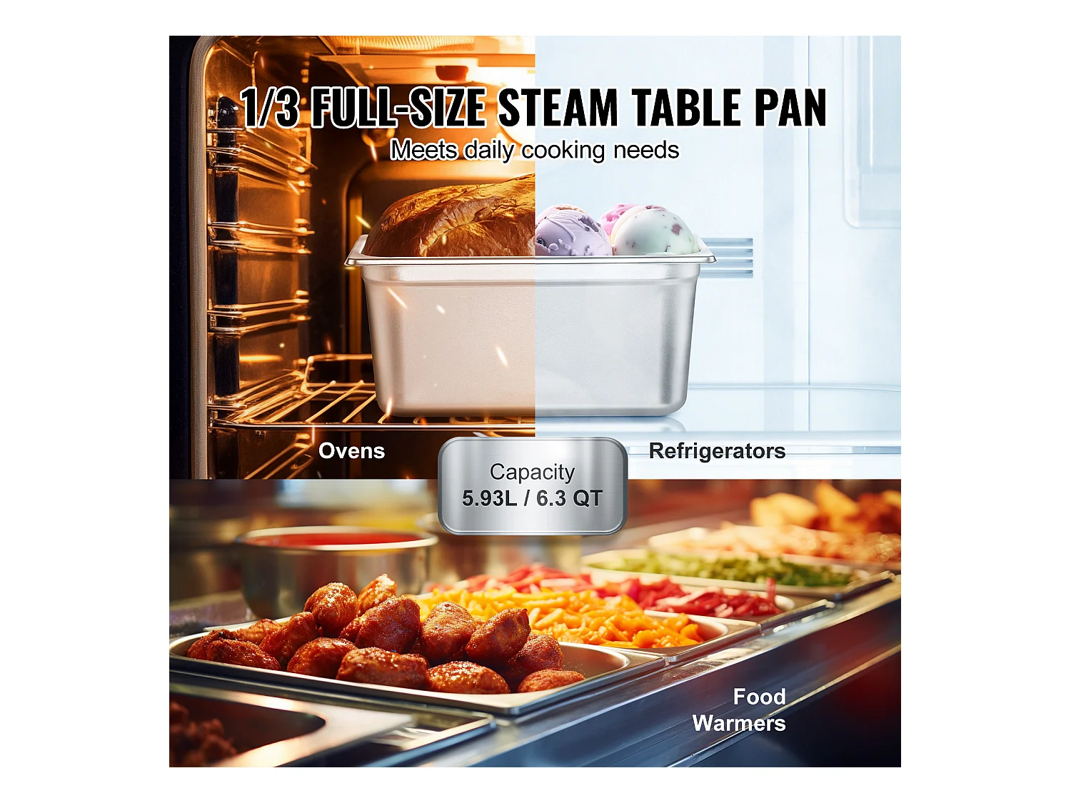 Casseroles D'Hôtel SucceBuy, Lot de 8, Profonde 15 cm, en Acier Inoxydable avec Couvercle