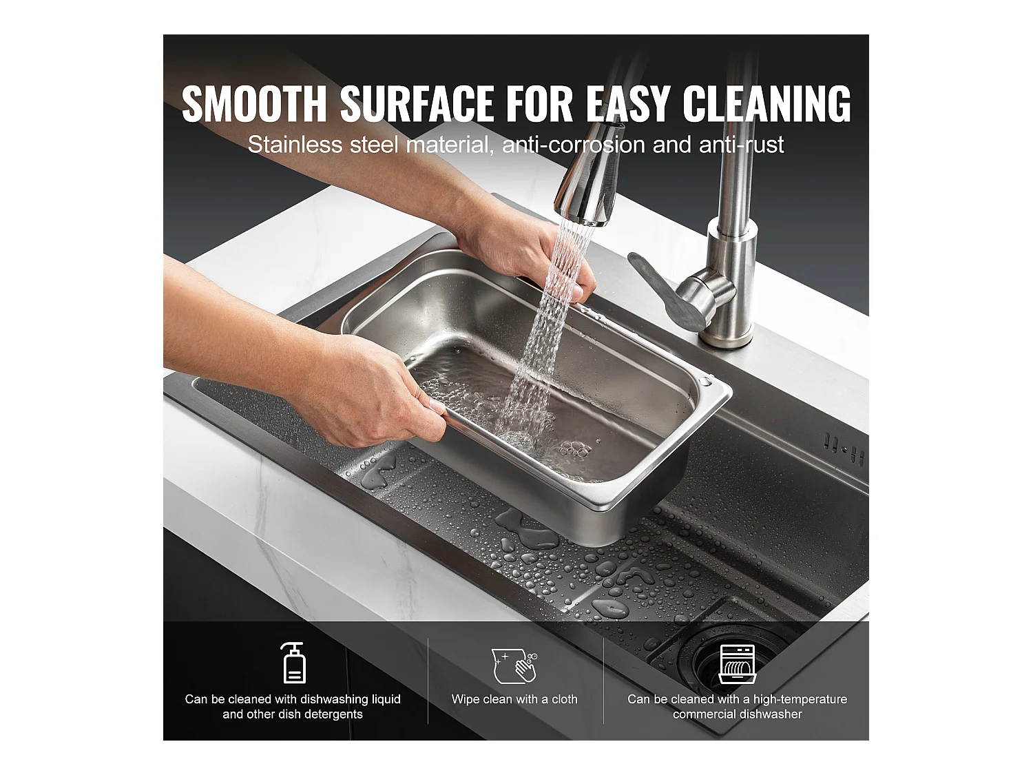 Casseroles D'Hôtel SucceBuy, Lot de 8, Profonde 15 cm, en Acier Inoxydable avec Couvercle