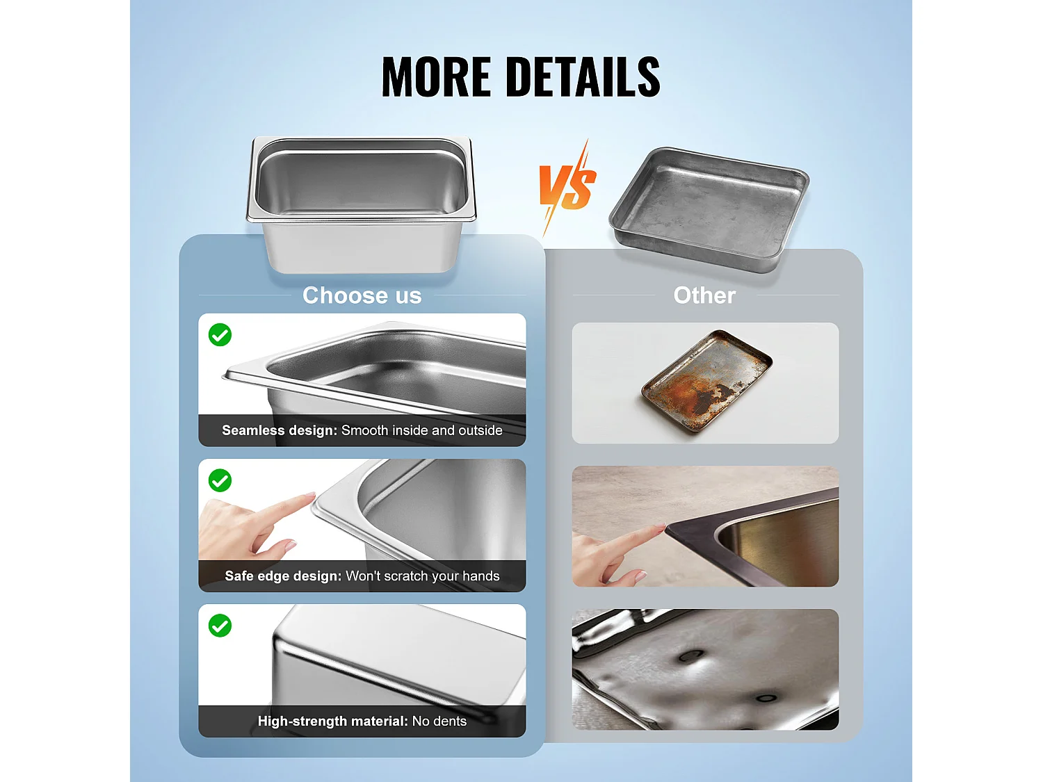 Casseruole d'Albergo SucceBuy, In Lotto da 8, Alte 15 cm, in Acciaio Inossidabile con Coperchio