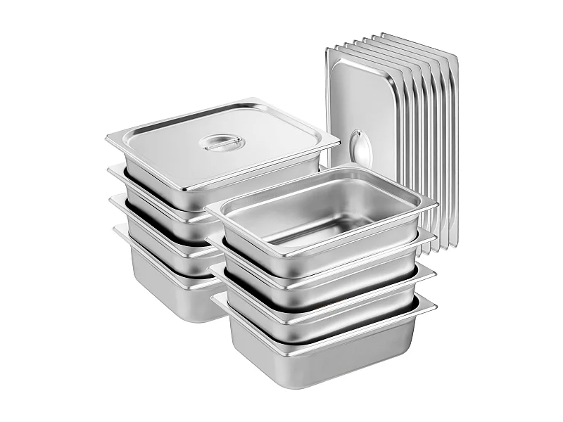 Batterie de cuisine, Casseroles D'Hôtel SucceBuy, Lot de 8, en Acier Inoxydable avec Couvercle, pour Usage Commercial et Industriel