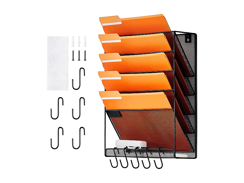 Support Mural SucceBuy pour Dossiers, Support Mural en Maille, 1 Pièce, 6 Poches, pour Bureau/École