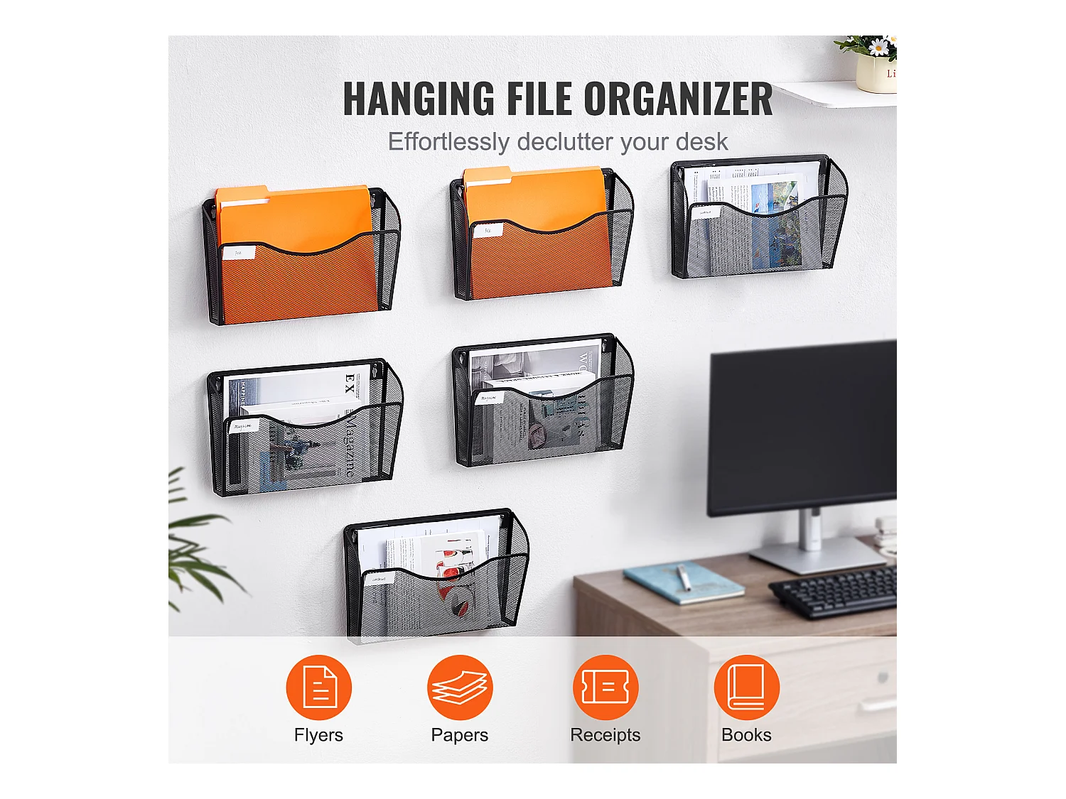 Suporte Mural SucceBuy Portaarquivos Mural, Portaarquivos em Malha, 6 Peças 1 Bolsa, para Escritório e Escola