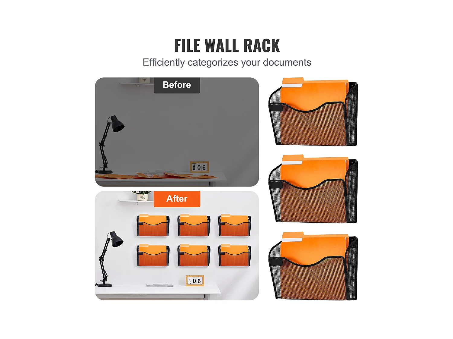 Suporte Mural SucceBuy Portaarquivos Mural, Portaarquivos em Malha, 6 Peças 1 Bolsa, para Escritório e Escola