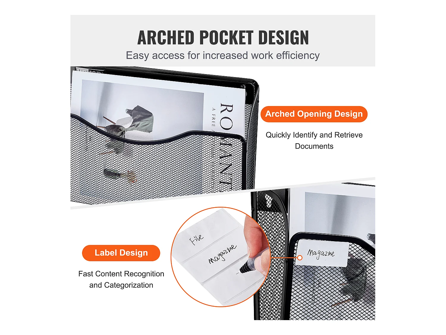 Suporte Mural SucceBuy Portaarquivos Mural, Portaarquivos em Malha, 6 Peças 1 Bolsa, para Escritório e Escola