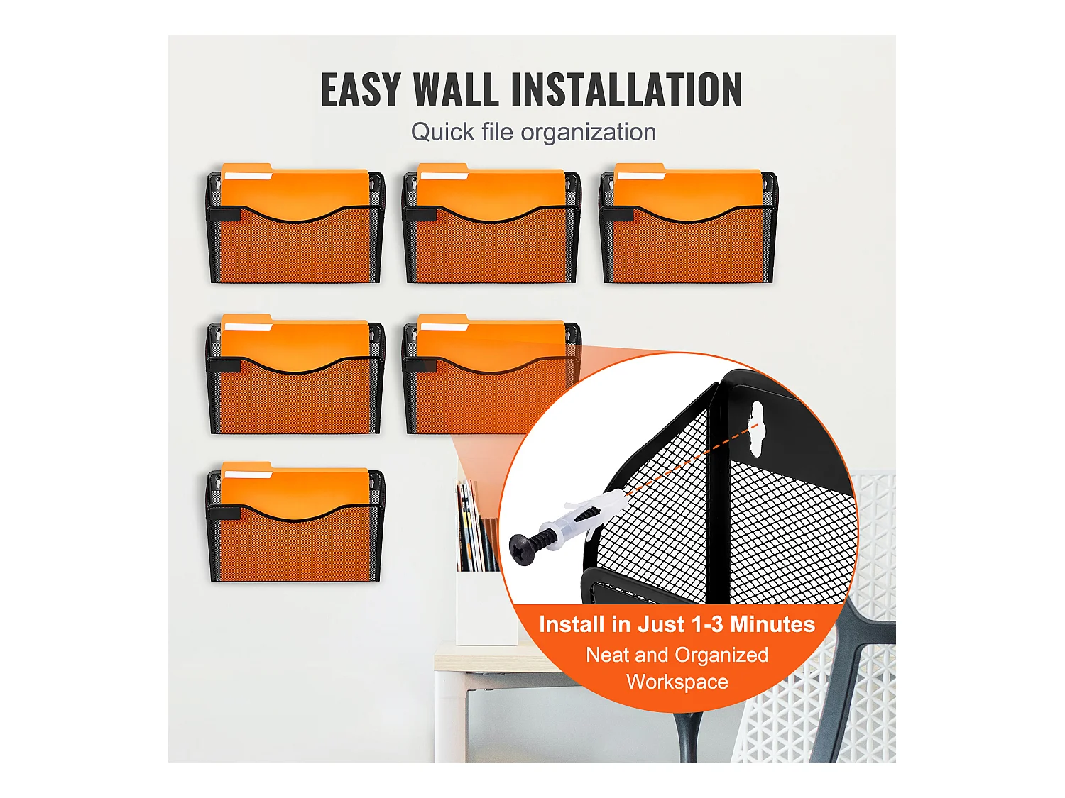 Suporte Mural SucceBuy Portaarquivos Mural, Portaarquivos em Malha, 6 Peças 1 Bolsa, para Escritório e Escola