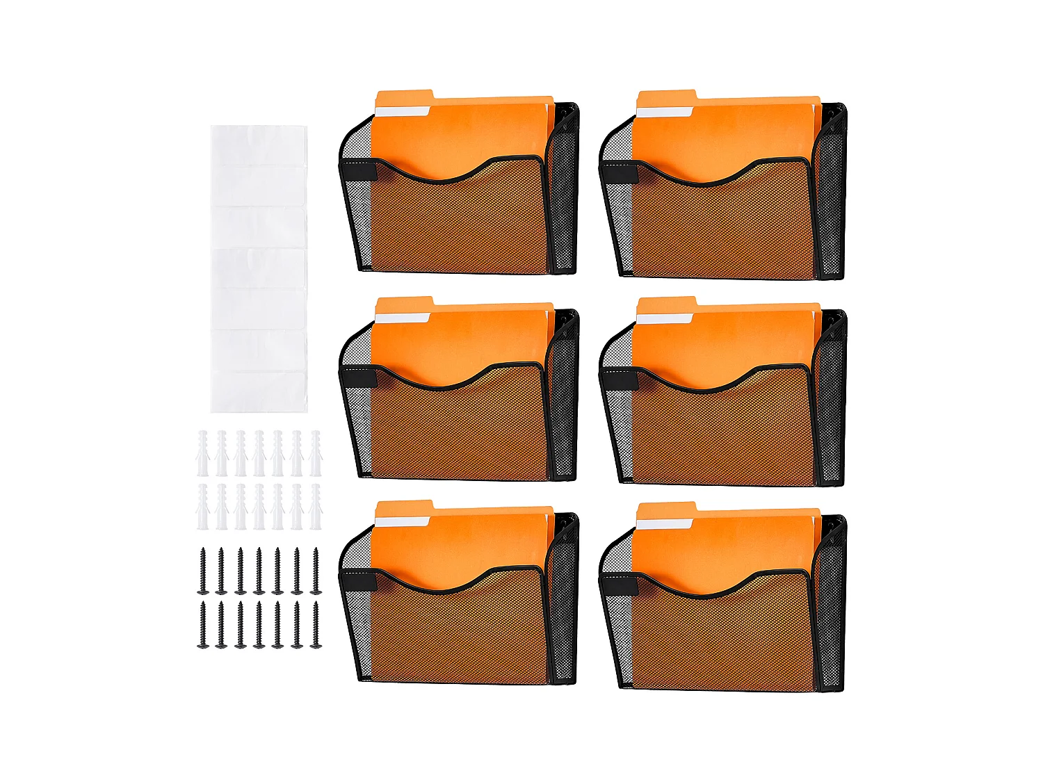 Support Mural SucceBuy Porte-Fichiers Mural, Porte-Fichiers en Maille, 6 Pièces 1 Poche, pour Bureau et École
