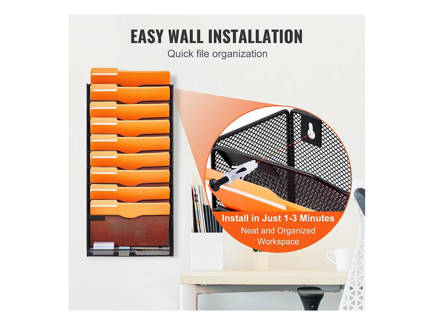 Wandhalter SucceBuy File Wall Shelf Mesh Wall File Holder 1 Stück 10 Beutel für Büro und Schule
