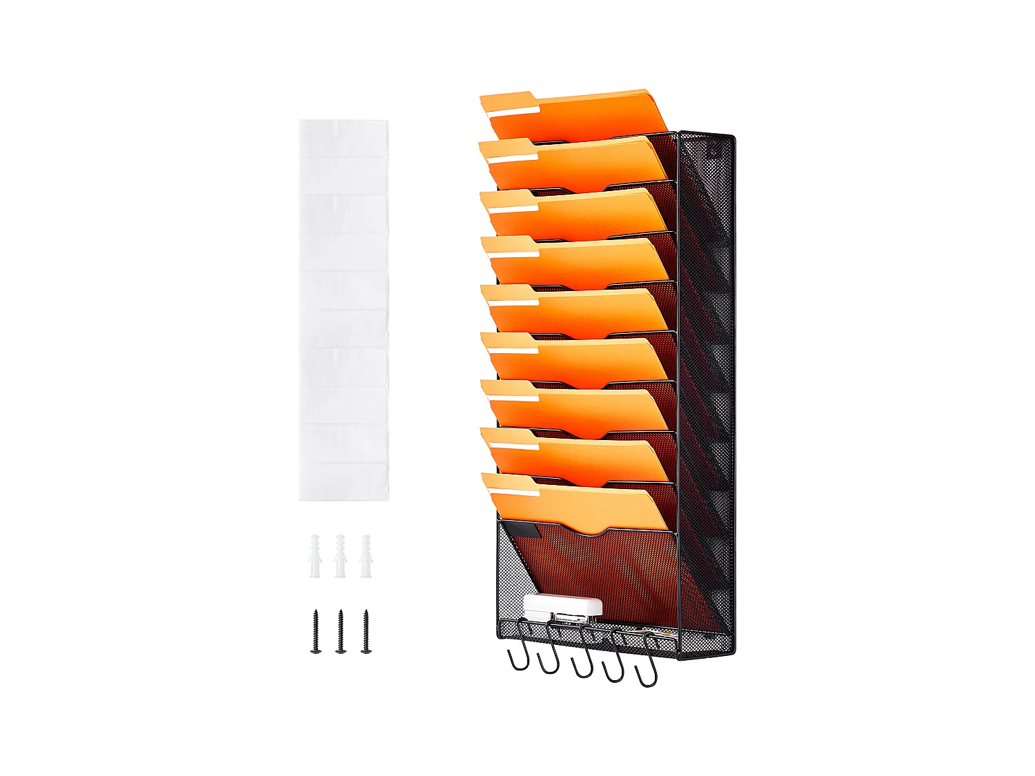 Muursupport SucceBuy File Wall Shelf Mesh Wall File Holder 1 Stuk 10 Zakken voor Kantoor en School