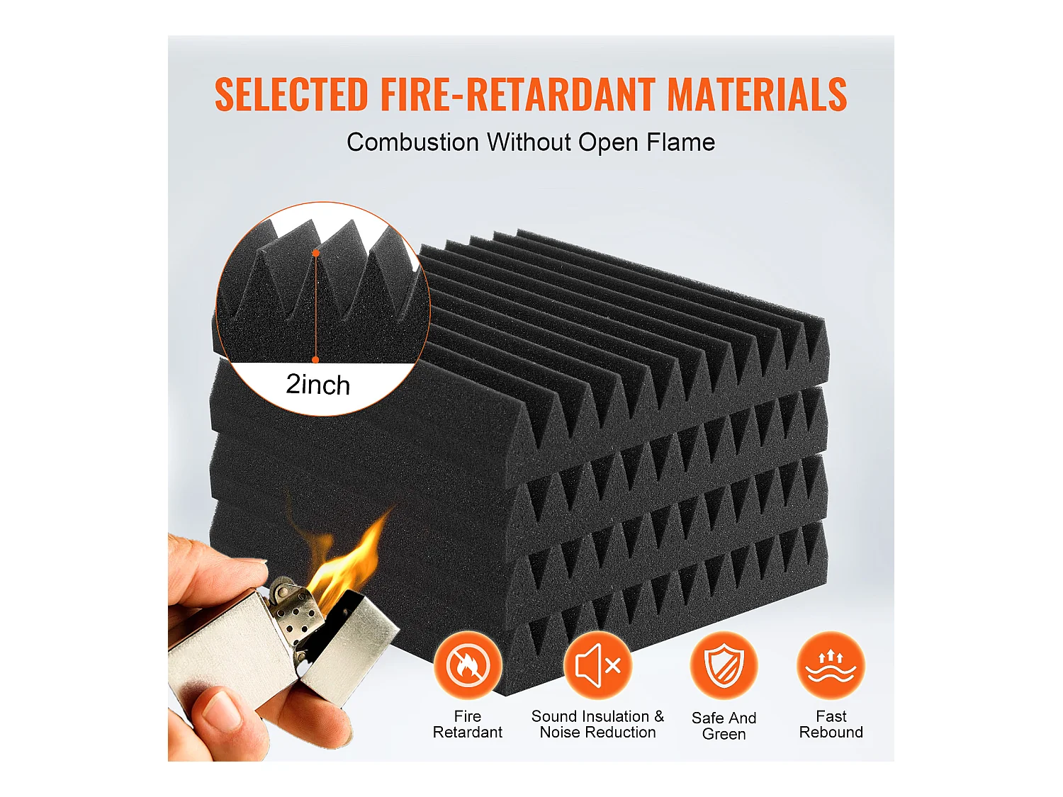 Panneaux en Mousse Acoustique SucceBuy Panneaux en Mousse Acoustique, Lot de 50, 30.48 x 30.48 x 5.08 cm pour Murs et Plafonds de Studio