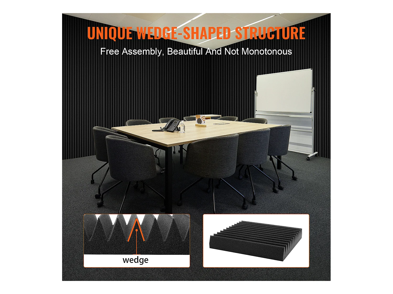 Panneaux en Mousse Acoustique SucceBuy Panneaux en Mousse Acoustique, Lot de 50, 30.48 x 30.48 x 5.08 cm pour Murs et Plafonds de Studio