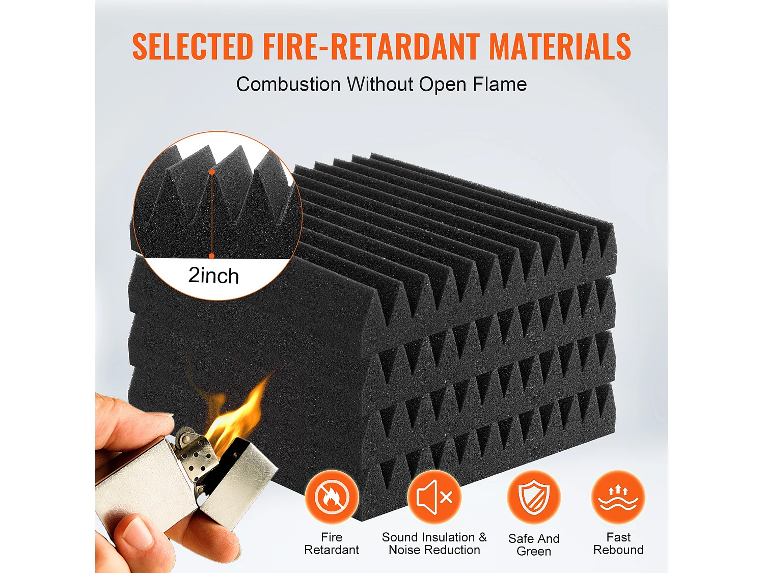 Panneaux en Mousse Acoustique SucceBuy Panneaux en Mousse Acoustique, Lot de 50, 30.48 x 30.48 x 5.08 cm pour Murs et Plafonds de Studio