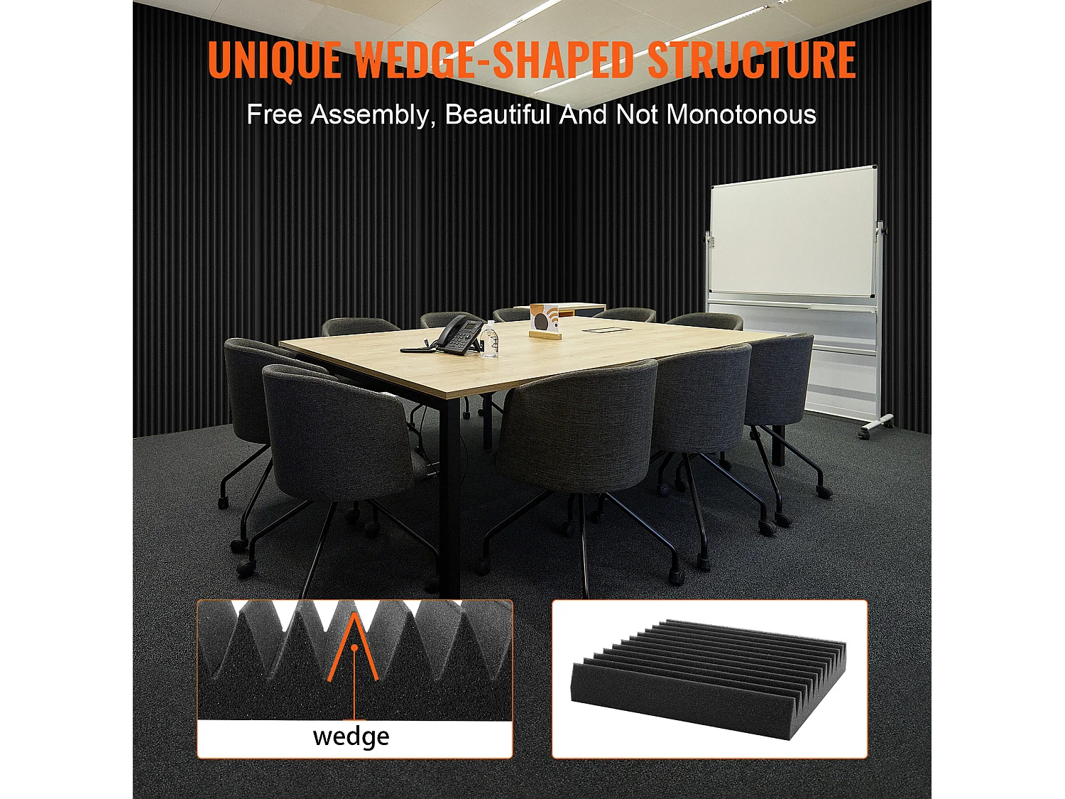 Panneaux en Mousse Acoustique SucceBuy Panneaux en Mousse Acoustique, Lot de 50, 30.48 x 30.48 x 5.08 cm pour Murs et Plafonds de Studio