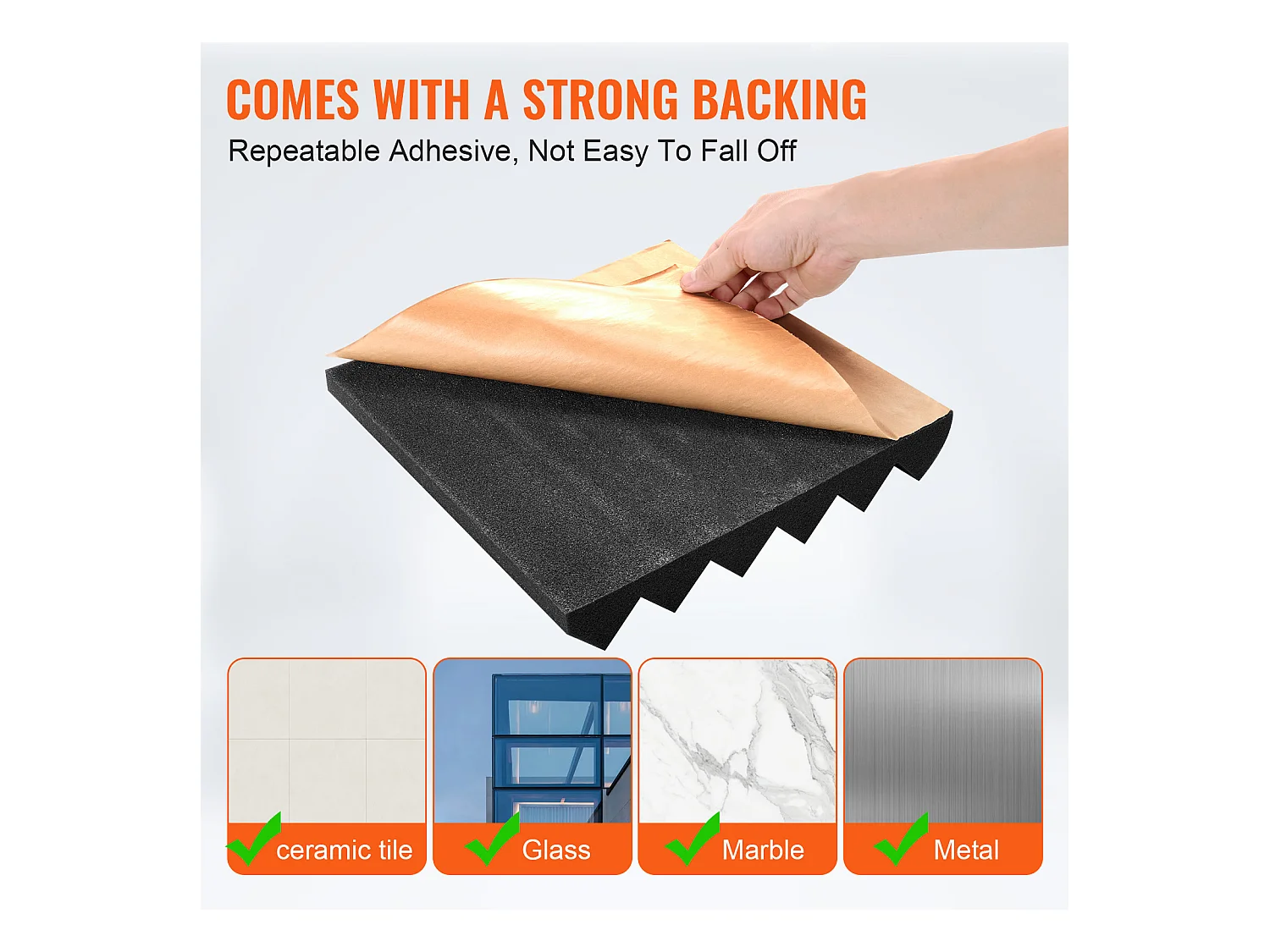 Panneaux en Mousse Acoustique SucceBuy Lot de 24 Panneaux en Mousse Acoustique 30.48 x 30.48 x 5.08 cm, Adhésif pour Studio