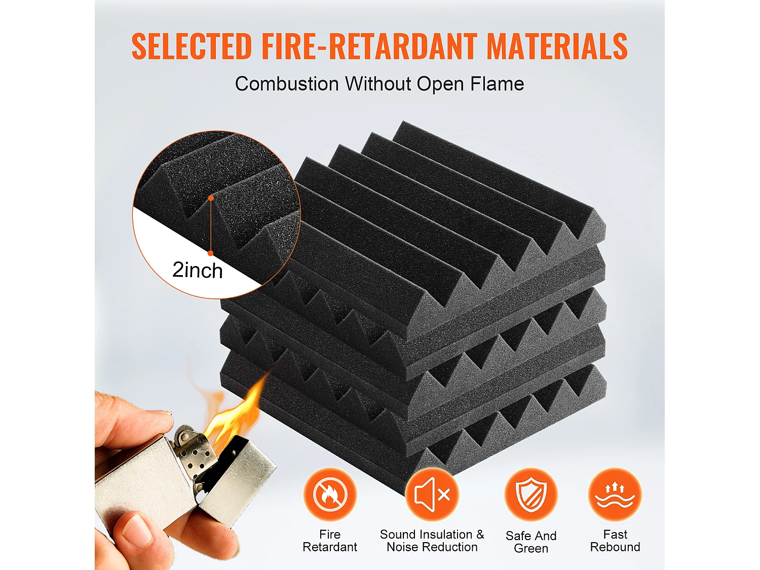 Panneaux en Mousse Acoustique SucceBuy Lot de 24 Panneaux en Mousse Acoustique 30.48 x 30.48 x 5.08 cm, Adhésif pour Studio