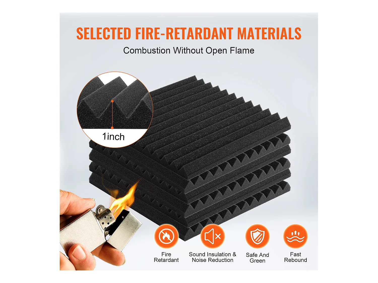 Panneaux en Mousse Acoustique SucceBuy Panneaux en Mousse Acoustique, Lot de 48, 30.48 x 30.48 x 2.54 cm, Adhésif pour Mur et Plafond