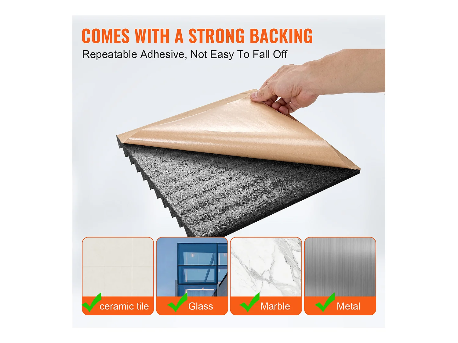 Panneaux en Mousse Acoustique SucceBuy Panneaux en Mousse Acoustique, Lot de 48, 30.48 x 30.48 x 2.54 cm, Adhésif pour Mur et Plafond