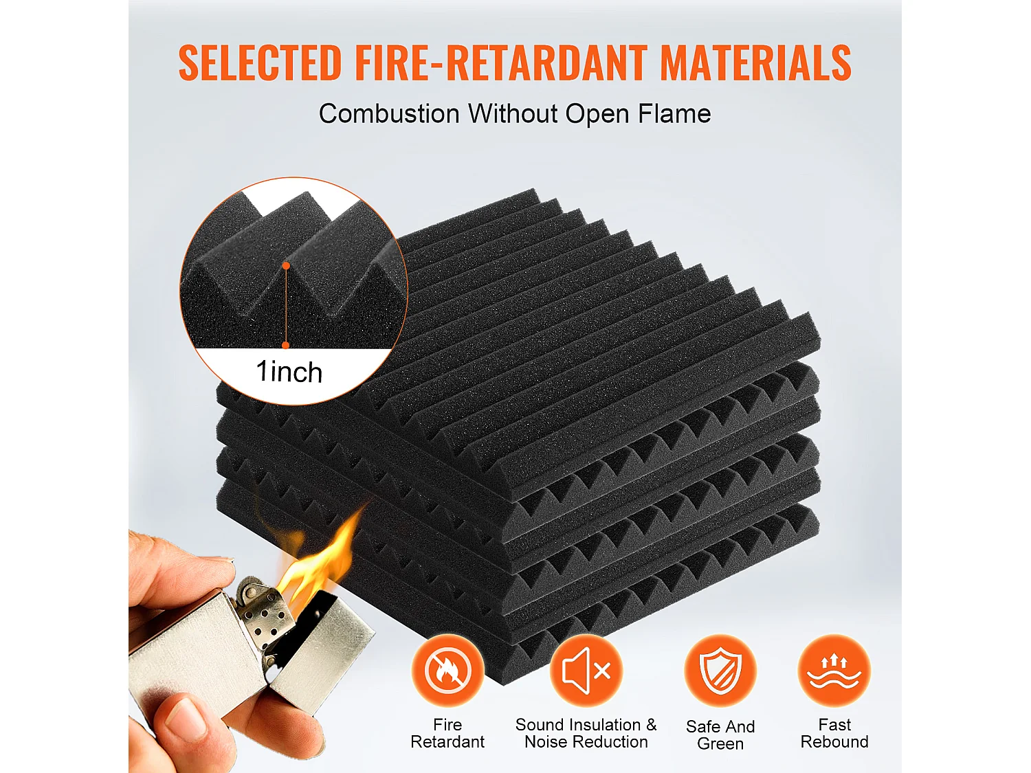 Panneaux en Mousse Acoustique SucceBuy Panneaux en Mousse Acoustique, Lot de 48, 30.48 x 30.48 x 2.54 cm, Adhésif pour Mur et Plafond