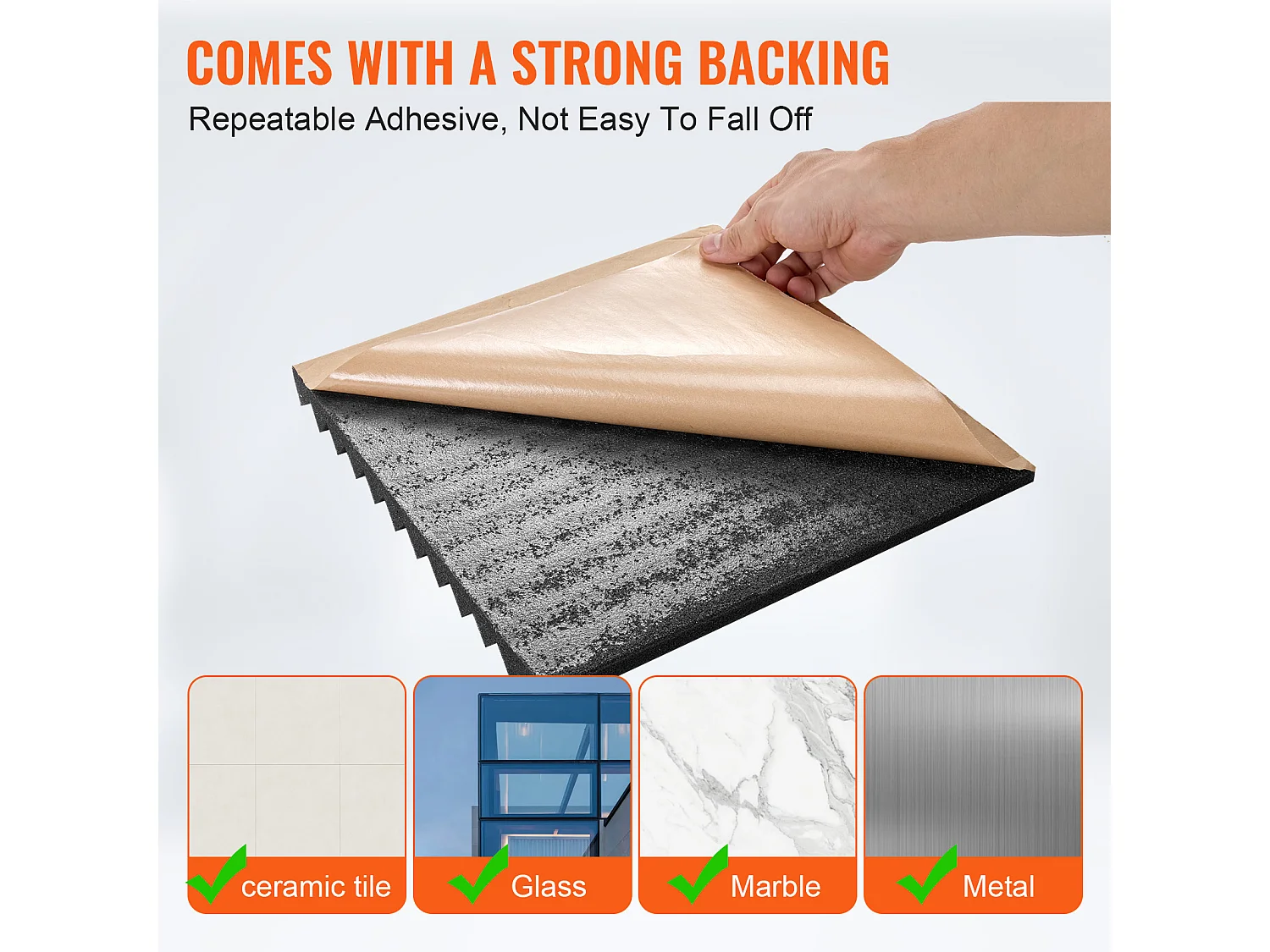 Panneaux en Mousse Acoustique SucceBuy Panneaux en Mousse Acoustique, Lot de 48, 30.48 x 30.48 x 2.54 cm, Adhésif pour Mur et Plafond