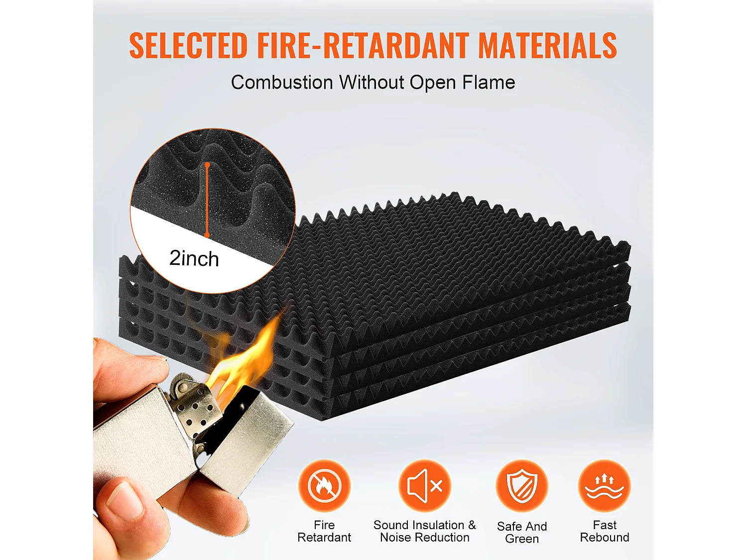 Panneaux en Mousse Acoustique SucceBuy Lot de 2 Panneaux en Mousse Acoustique 121.92 x 60.96 x 5.08 cm pour Mur et Plafond de Studio